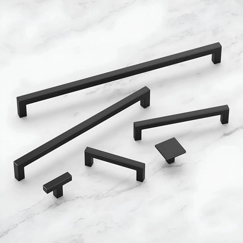 Solid Core Kitchen Cabinet Pulls And Handles In Matte Black From Skylight Collection 12 Inch Hole Center Heavy Duty Metal Cabinet Hardware