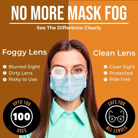 Comparison of foggy and clear lenses with Anti Fog Glasses Wipes With Streak Free Clarity 100 Individually Wrapped