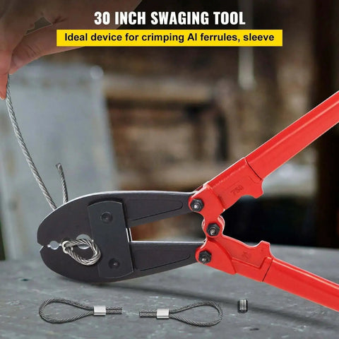 Heavy Duty Wire Rope Crimping Tool with 30 Inch Long Handle crimping copper sleeve, swager for 5/32, 1/4, 5/16 inch sleeves