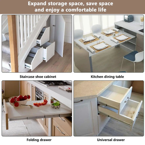 Beefy Aluminum Telescopic Cabinet Drawer Slide Rail For Concealed Desks And Kitchen Countertops 1450mm full extension hardware