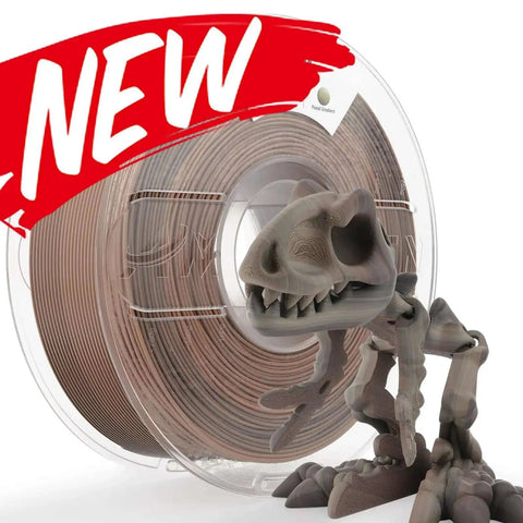 Fossil Gradient Stone PLA Filament 1.75mm For 3D Printing 1Kg Matte Finish Spool with dinosaur model