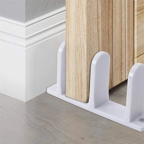 2 Pack Sliding Closet Door Floor Guide For 1-3/8 Inch Thick Doors, Universal ABS Plastic Floor Guides With 4 Screws installed