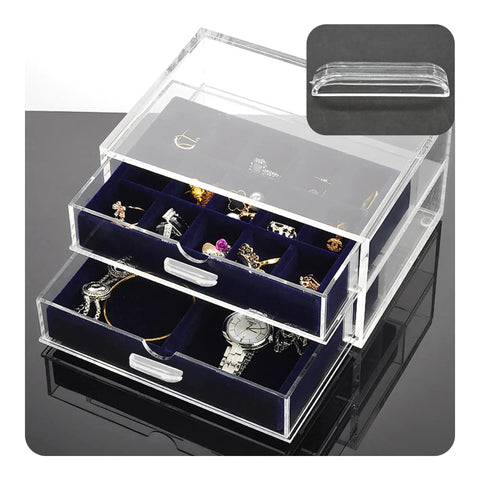 12 Pack Transparent Acrylic Drawer Pulls 2 Inch Mini Clear Glass Look Cabinet Handles installed on jewelry box