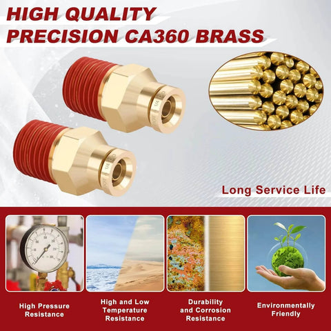 1/4 Inch Quick Push To Connect Brass Union Straight Fitting High Quality DOT Approved For Tube OD X NPT Thread Adapter