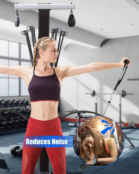 Woman using Six Piece Rolling Seat Trolley Wheels Replacement For Compatible With Blaze Classic Elite Motivator 2 PR1000 home gym