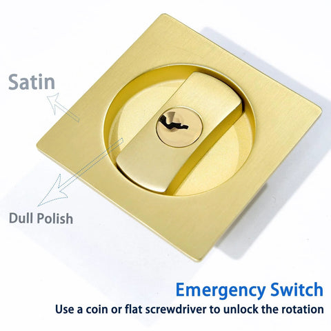 Two Pack Pocket Door Lock With Key For Sliding Barn Doors Recessed Two Sided Latch With Flush Handles Universal Left Or Right Handed Design Two And Three Eighths Inch Backset Flush Mounted Hardware For Interior Doors, satin finish