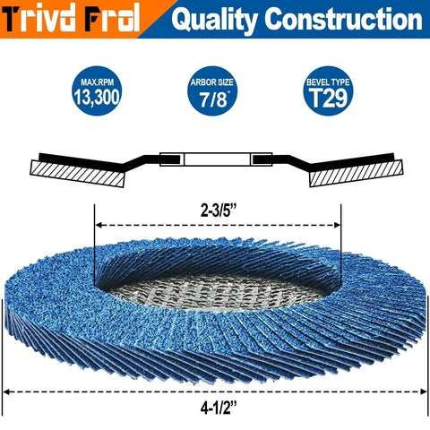 40 Pack Four Point Five Inch Flap Discs For Angle Grinder T29 Grit Set With 40 60 80 120 Grits Zirconia Grinding Discs