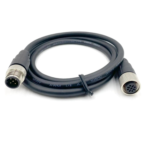 3.28ft M12 5 Pin Cable Connector Straight Aviation Plug Waterproof IP67 Male To Female Sensor PVC Socket 60V 4A For AC DC Power Industrial Networking No Tools Needed