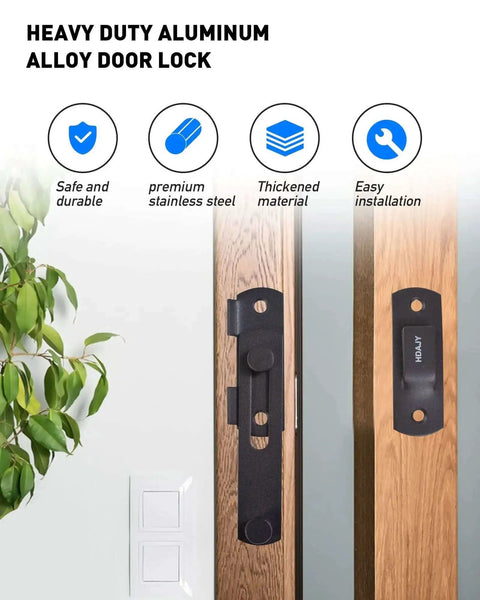 Two Pack Flip Latch Gate Latches For Barn Doors And Wood Fences, matte black finish on wood gate showing stainless steel latch.