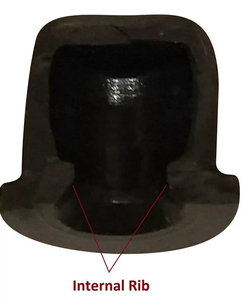 Close-up of internal rib on rubber cap from 25 Pack Brake Bleeder Screw Caps And Grease Zerk Dust Covers, Rubber Caps Keep Dirt And Moisture