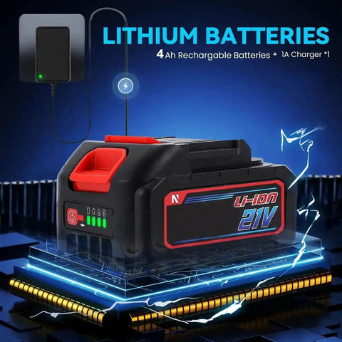 Lithium 21V battery pack with charger for cordless pipe polisher and sander, rechargeable for metal and plastic tube work