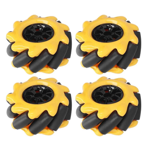 Mecanum Wheel Set For Smart Car 48mm Directional Robot Wheels Four Wheel Drive Smooth Running Strong Grip Yellow Black