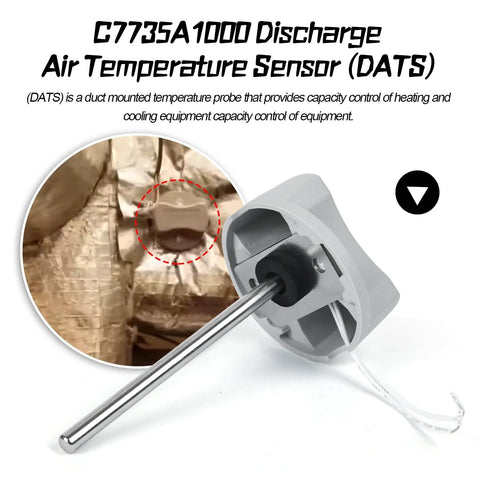 Discharge Air Temperature Sensor C7735A1000 Replacement For HVAC Systems displayed with close-up installation view