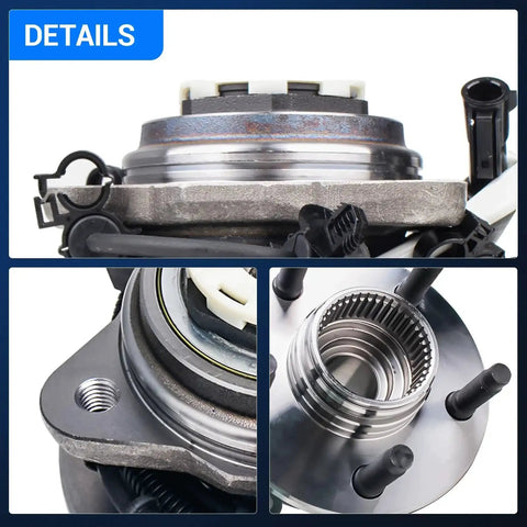 Close-up of front left 4x4 wheel bearing and hub assembly for 1998-2000 Ford Ranger and Mazda B4000 with ABS 5 lug 4WD by Autoround.