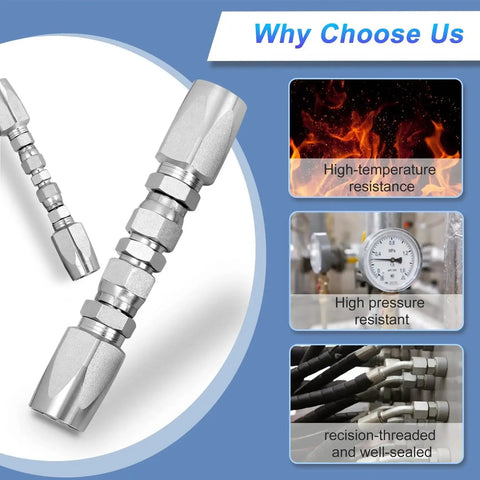 All In One Reusable Hydraulic Hose Repair Kit Set With Four Pieces For Inner Diameters One Quarter Inch Three Eighths Inch And One Half Inch, Compatible With SAE 100R2 R16 R17 R19 Two-Wire Hydraulic Hoses, Quick Field Repairs, Workhorse Reusable Fittings.