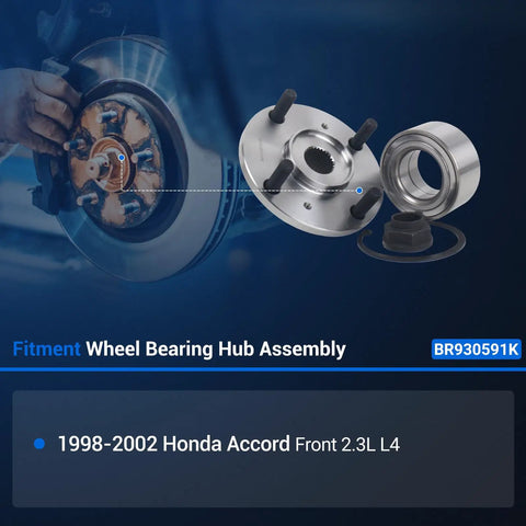 Drop In Replacement Pair Front Wheel Hub And Bearing Assembly For Honda Accord 2 3L 1998 Through 2002 With Non ABS 4 Lug