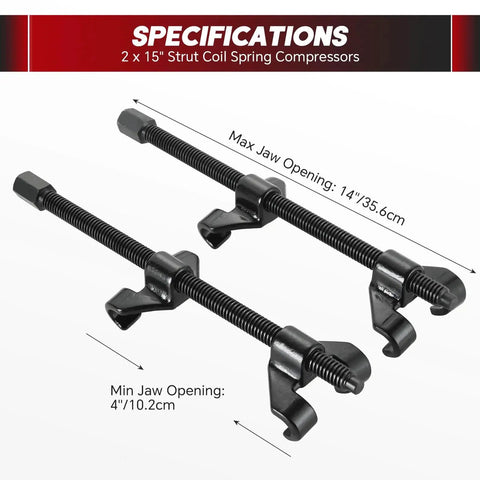 Weyleity 14-inch coil spring compressor tool, 2-pack, steel jaws for MacPherson suspension struts
