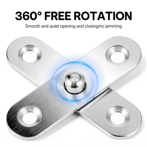 20 Pack Pivot Hinge With 360 Degree Rotation Hidden Door Hinge in stainless steel showing 360° free rotation capability.