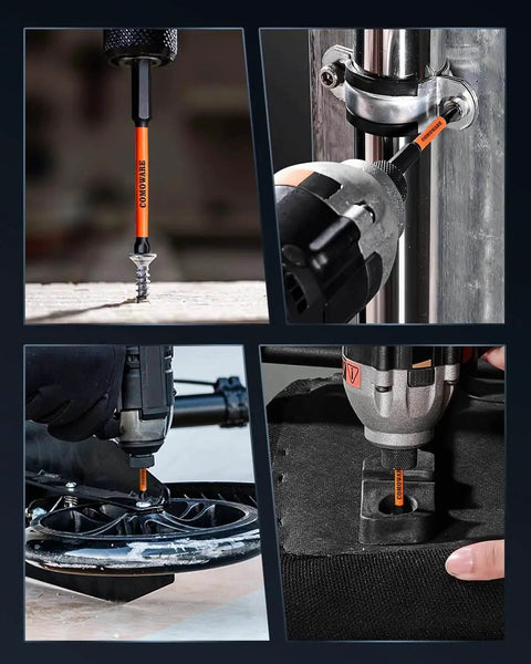 13 Piece Phillips Head Drill Bit Set COMOWARE S2 Steel 1/4 Inch Hex Magnetic Bits With Anti Slip CNC Tip in use
