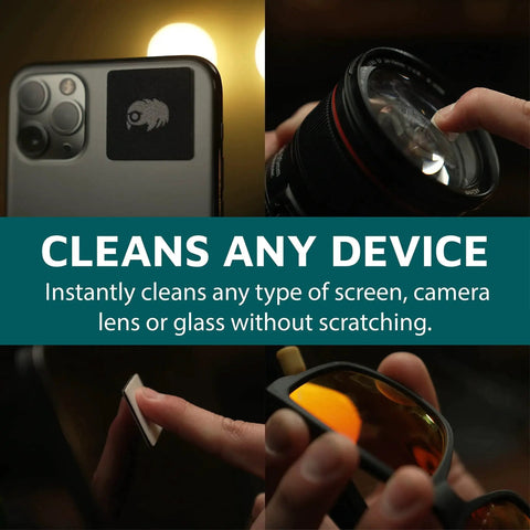 Pocket Size Universal Screen Cleaning Patch For Lenses And Devices on phone, cleaning camera lens, sunglasses