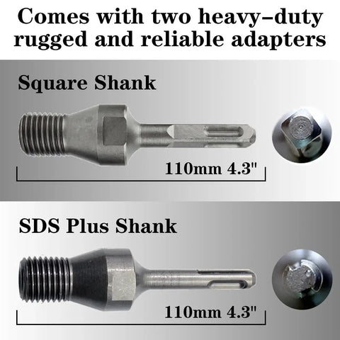 Two 110mm adapters for Pro Grade Dry Core Drill Bit for Concrete and Masonry, 2 Inch Diameter, 13 Inch Drilling Depth