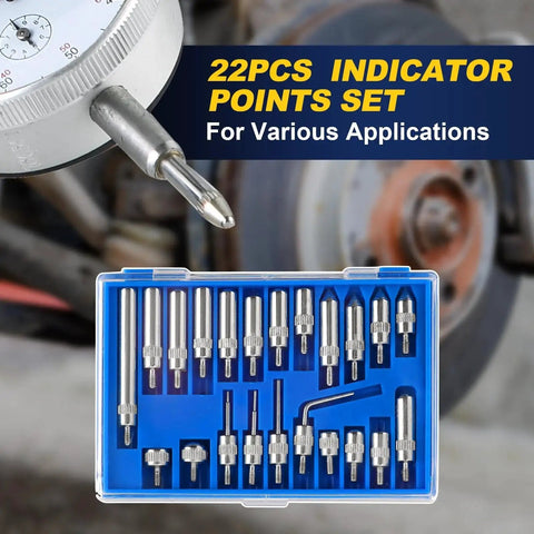 Pro Grade Magnetic Dial Indicator Base Holder For Precision Measurements 0 To 10mm Range With 0.01mm Resolution 22 Tip Set