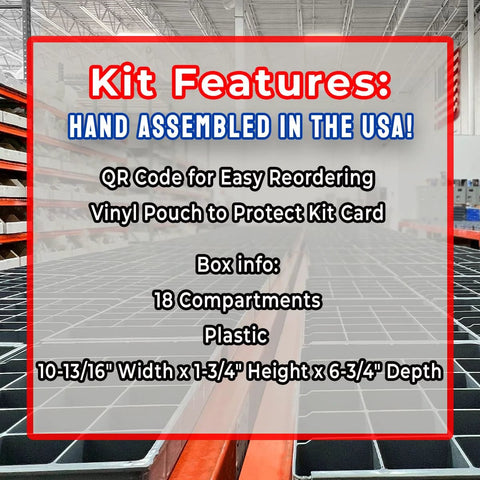 Grade 10.9 JIS hex flange bolts and frame cap screws zinc assortment kit, M6/M8/M10, plastic box with 18 compartments