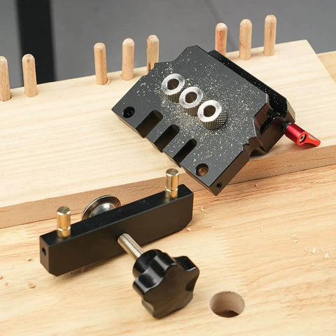 Self Centering Doweling Jig Kit With Aluminum Alloy Construction Including 3 Drill Bits For Pro Grade Furniture Assembly