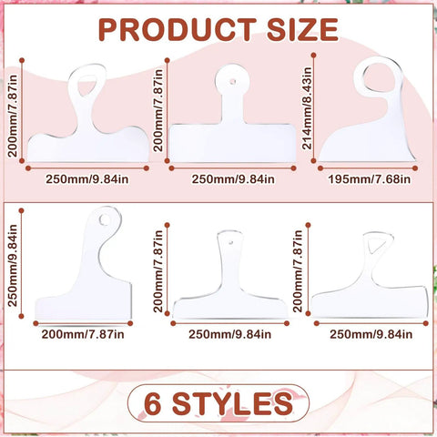 Six Piece Acrylic Router Template Set For Charcuterie Boards And Cutting Boards Two Sizes With Thick Handle Angled Curvy