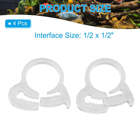 4 Pcs Clear Plastic Hose Clamps With Half Inch Interface Heavy Duty Double Snap Grip Ratcheting Adjustable Clamp For Hose Flow Control