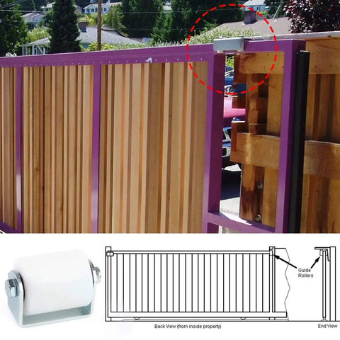Slide Gate Guide Roller 3 Inches With UHMW Nylon Wheel And Post Welded Bracket, heavy duty sealed ball bearing installed on gate