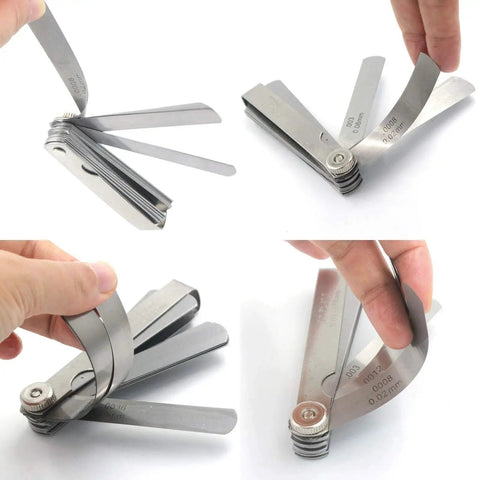 Stainless Steel Feeler Gauge Kit With 32 Precision Blades, Universal SAE And Metric Offset Valve Thickness Gauge For Accurate Gap Width And Thickness Measurements, Ideal For Guitars, Engines, Machinery, And Auto Tuning, Foldable Portable Set