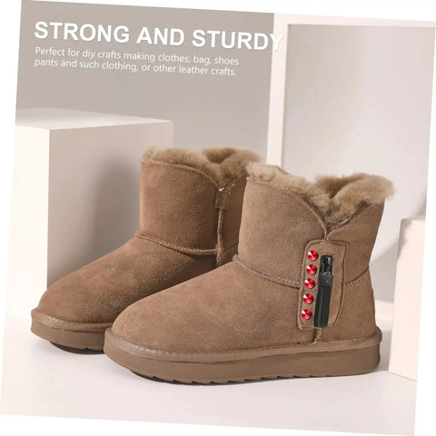 Brown boots decorated with red plastic rivets from the Plastic Decorative Rivet Stud Kit For Clothing And Bags DIY Rivets Buckle Set.