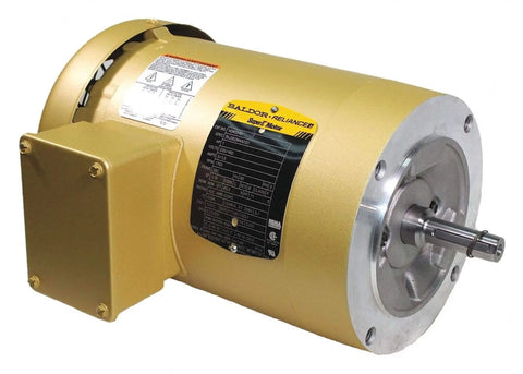 Front view of 1 HP Three-Phase TEFC Electric Motor 1765 RPM 60 Hz 56C Frame F1 Mount 3524M Insulation Class N, sealed ball bearing
