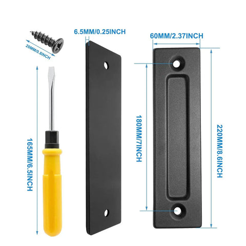 Matte Black Sliding Barn Door Handle Eight Point Six Inch Flush Pull Heavy Duty With Screwdriver And Screws For Cabinets Closets Drawers And Gates Easy Flush Design For Doors One And Quarter Inch Thick With Seven Inch Hole Distance 180mm