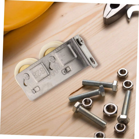 3 Piece Sliding Door Pulley Wheel Window Roller for Smooth Replacement with durable double bearing track guide on wood surface