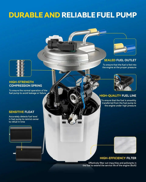 Drop-In Fuel Pump Assembly For 2008-2014 Suburban 1500 5.3L, 2008-2013 Avalanche 5.3L, 2008-2014 Yukon XL 1500 5.3L/6.2L, And 2009-2014 Escalade ESV/EXT 6.2L Engine - OEM-Grade Direct-Fit Replacement with labeled components