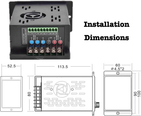 750W VFD Variable Frequency Drive 110-220V input with installation dimensions and wiring panel for industrial projects.