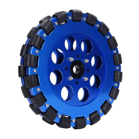 Omnidirectional Eight Inch Wheel With Aluminum Alloy Hub And Silicone Rollers For Robot DIY Projects Dual Ball Bearings