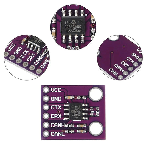 High Speed CAN Bus Interface Module With MCP2551 Transceiver, 6 Pack, ISO 11898 Compliant Protocol Controller Board, close-up
