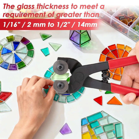 Glass Tile Nippers 7 Inch Heavy Duty Wheeled Glass Mosaic Nipper With Soft Rubber Handle cutting colorful stained glass pieces