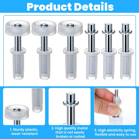 Six Piece BiFold Door Top Roller Guide Wheel And Top Pivot Spring Loaded Bifold Door Hardware Repair Kit details