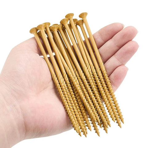 50 Pc Deck Screws Set, 5 Inch #10 Self Drilling Wood Screws With Rust Resistant Coating held in hand