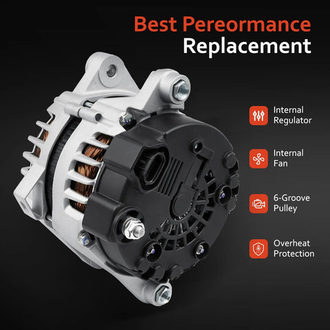 Beefed Up 150 Amp Alternator Replacement Fits 2014 2015 Kia Optima 2.0L 2.4L with internal regulator and fan visible