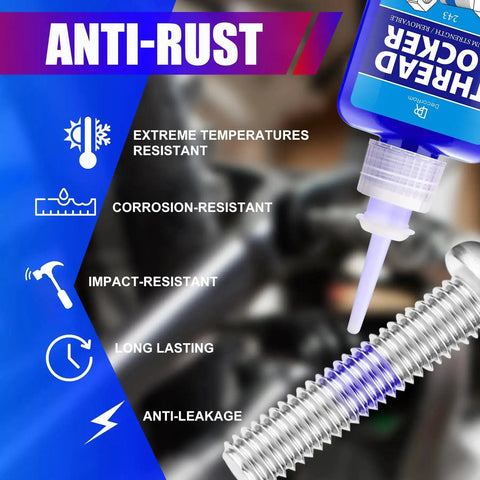 Thread Lock Kit 272 And 243, 3.38 Oz 100 Ml Medium To Strong Strength Removable Threadlocker applied to bolt, anti-rust benefits