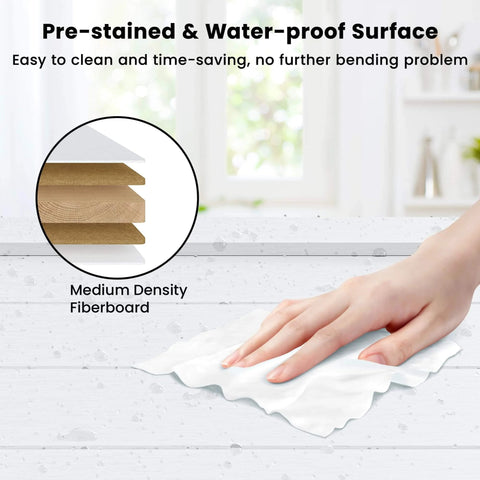 Hand cleaning non-bending MDF surface of White Double Barn Door Kit With Twelve Foot Sliding Hardware 72 By 84 Inches Paired 36 By 84 Doors Non Bending MDF And PVC Coating Pre Drilled Ready To Assemble H Frame Waterproof Finish Ideal For Living Room Bedroom Bathroom Pantry