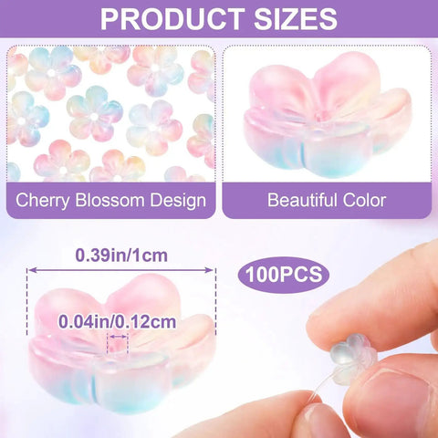 Plum Blossom Five Petal Gradient Acrylic Flower Beads 100 Pieces Pink Blue DIY Friendly Jewelry Making