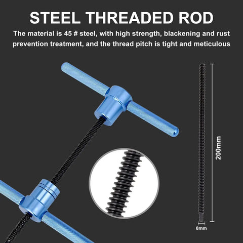 Steel threaded rod detail from 25 Piece Bicycle Bearing Press Set For Wheel And Hub Installation CNC Machined 7075 Aluminum Alloy.