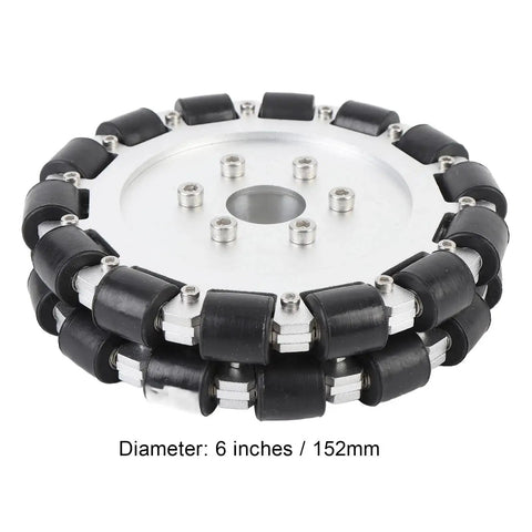 Dope Omnidirectional Mecanum Wheel For 152mm Robot DIY Kit with 19mm rollers, aluminum alloy, double wheel, 40kg load capacity
