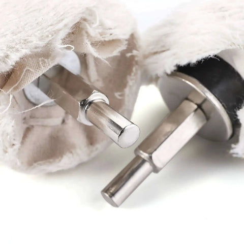 Close-up of 12 Piece All-In-One Pro Grade Buffing Pad Polishing Wheel Kit With Rouge Compounds And One Quarter Inch Shank heads